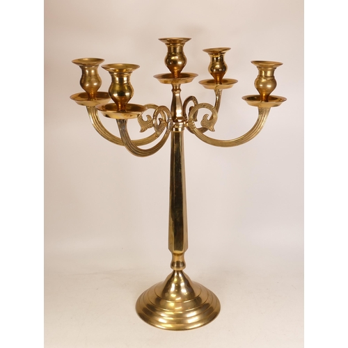 440 - A Large Brass Five Branch Candelabra. Height: 53cm