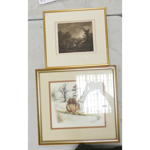 441 - Two Framed Artworks to include Mezzotint Engrvaing after Gainsborough c1890 possibly by Frank Short ... 