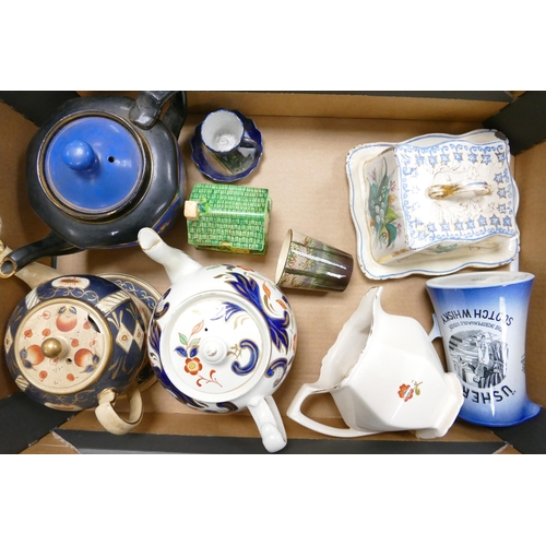 88 - A mixed collection of items to include teapots, small planter, condiment pot, cheese dome, jugs, etc... 