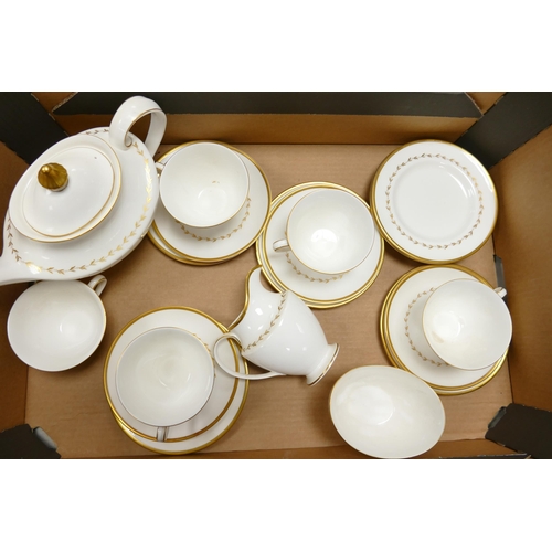 90 - Royal Doulton Covington part tea set to include tea pot, milk jug, sugar bowl, 5 trios. one extra si... 