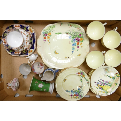 91 - Crown Staffordshire part tea set to include cake plate, 8 side plates, 8 saucers and 4 cups together... 