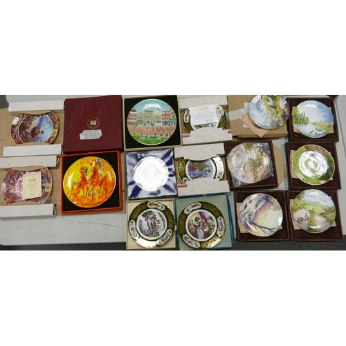 97 - A collection of decorative wall plates to include Royal Doulton The Falconer, D- Day- V.E day, Winni... 