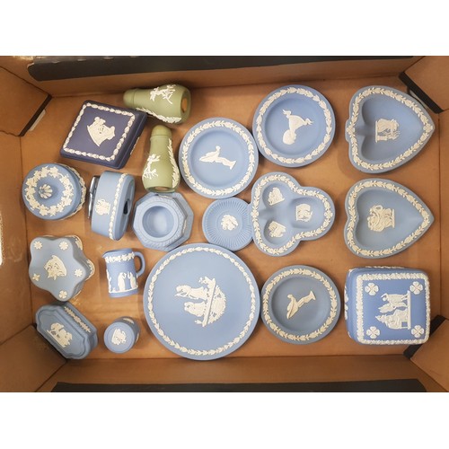 57 - Wedgwood jasperware items to include lidded boxes, salt & pepper, pin dishes etc.