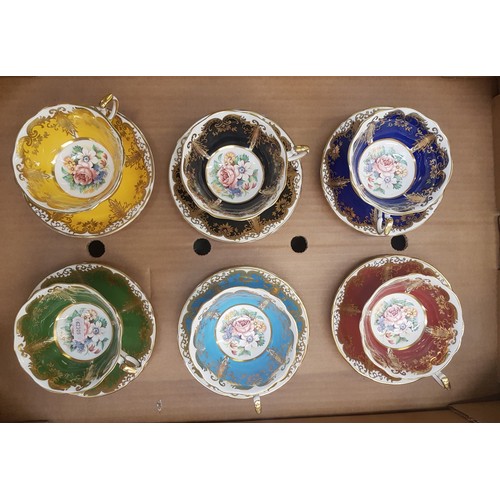 67 - Paragon 'Kingston' pattern harlequin set of 6 tea cups and saucers.