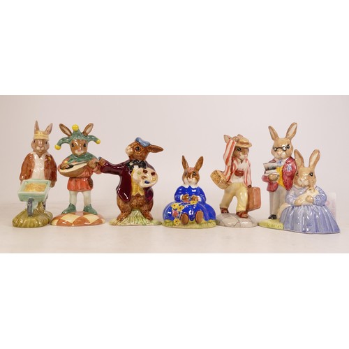 361 - Royal Doulton Bunnykins to include The Artist DB13, Jester DB161, Father, Mother and Victoria DB68, ... 