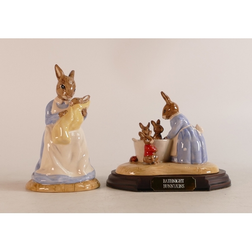 258 - Royal Doulton Bunnykins figures Mother & Baby DB226 and limited edition Bathnight on wooden base DB2... 