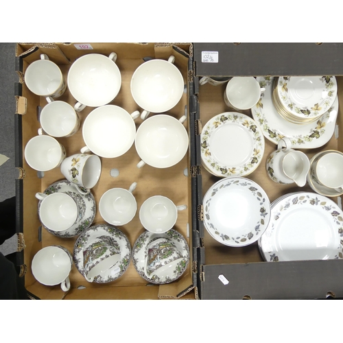 102 - Royal Doulton Larchmont tea set , Wedgwood Stratford twin handled soup bowls, Alfred Meakin side pla... 