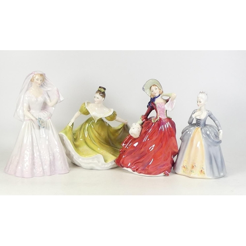108 - Royal Doulton lady figures to include Lynne HN2329, The Bride HN2166, Autumn Breezes HN1934 together... 