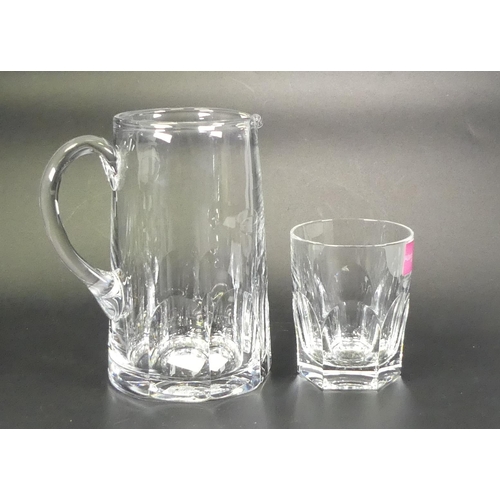 114 - Atlantis Cut Glass Crystal Large Water Jug together with set of eight boxed tumblers