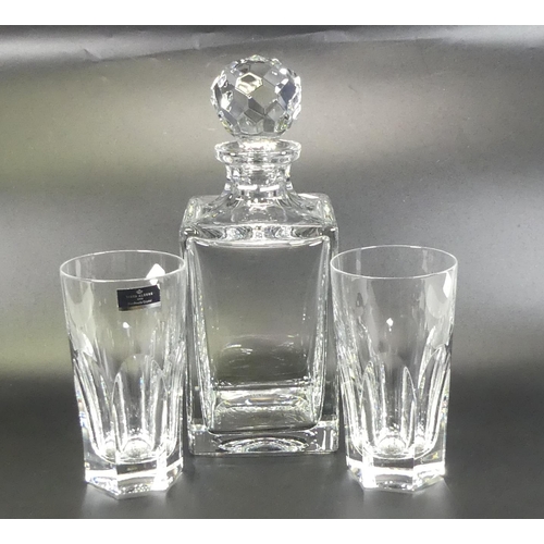 118 - Boxed Vista Alegre Cut Glass Crystal decanter together with 2 unboxed tumblers (3)