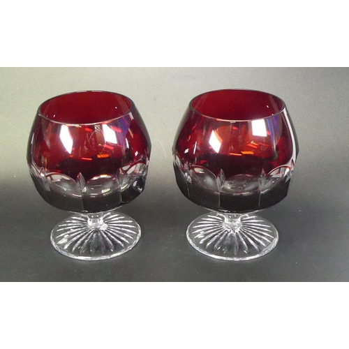 120 - De Lamerie fine crystal large red brandy glasses, specially made high end quality items (8)