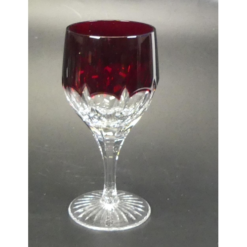 125 - Boxed De Lamerie Fine Bone China Lead Crystal dark red Set of five Red Wine Glasses
