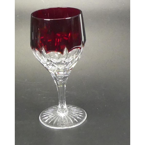 126 - Boxed De Lamerie Fine Bone China Lead Crystal dark red Set of six Red Wine Glasses