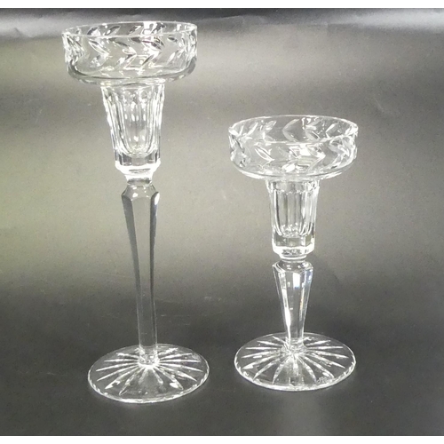 129 - two pairs of Ajka candlesticks , height 20cm and 15cm