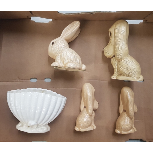 311 - A Collection of Sylvac Items to include Three Dogs, Rabbit and a Posy (1 Tray)