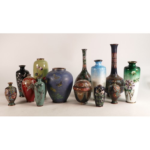 164 - A Collection of Chinese Cloisonne Vases, Including various decorated vases, all with some dents or m... 