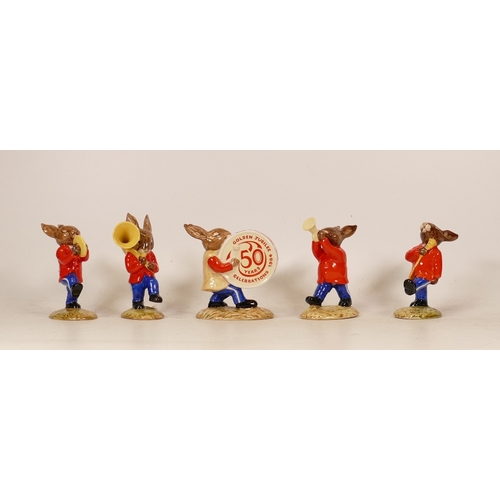 434 - Royal Doulton Bunnykins figures Oompah Band to include Drummer, DB26 Sousaphone DB23, Drum-Major DB2... 