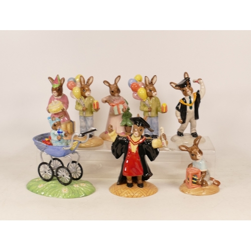 436 - Royal Doulton Bunnykins Occasions figures Christmas Morning DB285, Graduation Day DB286, Easter Trea... 