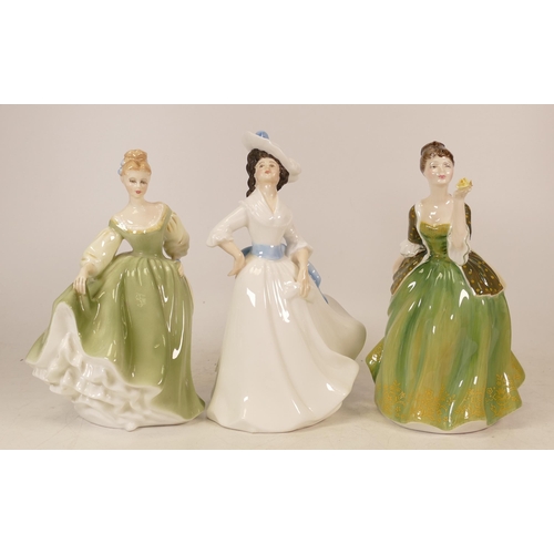 496 - Three Royal Doulton lady Figures to include Margaret HN2937, Fleur HN2368, Fair Lady HN2193 (seconds... 