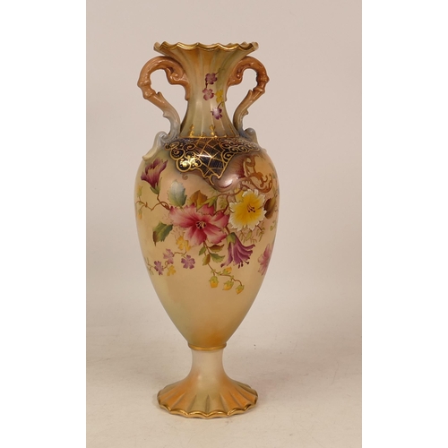 172 - Carlton Ware Petunia twin handled vase. Height 26cm