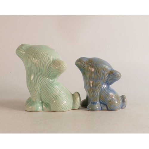 41 - Wade Heath Flaxman ware large Pongo in green and a medium blue Pongo (2)