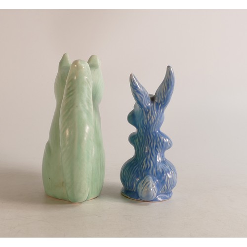 43 - Wade Heath Flaxman ware laughing blue Rabbit and green Squirrel (2)