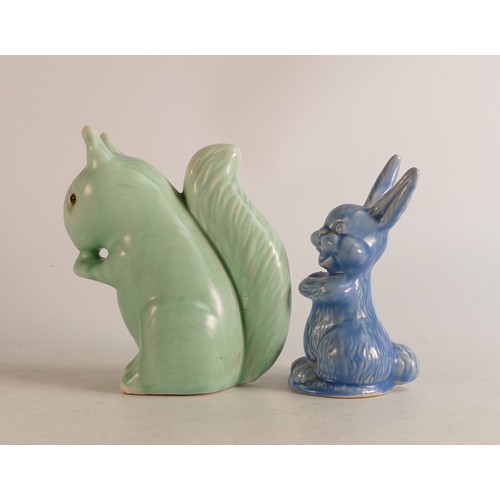 43 - Wade Heath Flaxman ware laughing blue Rabbit and green Squirrel (2)