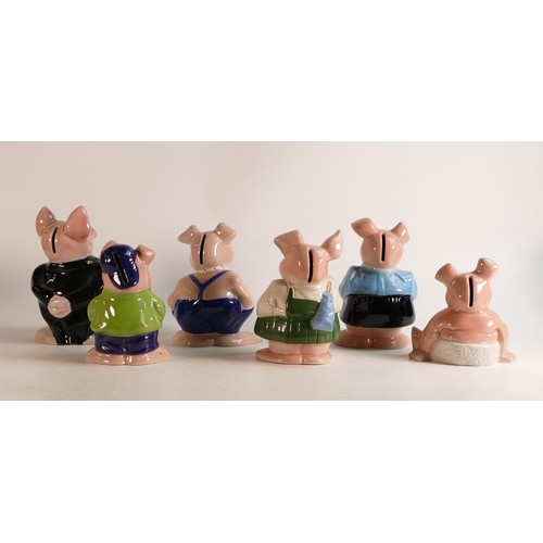 45 - A set of six Wade Natwest pigs to include Woody, Annabel, Maxwell, Lady Hilary, Sir Nathaniel and Co... 