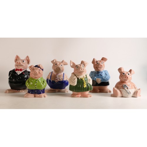 45 - A set of six Wade Natwest pigs to include Woody, Annabel, Maxwell, Lady Hilary, Sir Nathaniel and Co... 