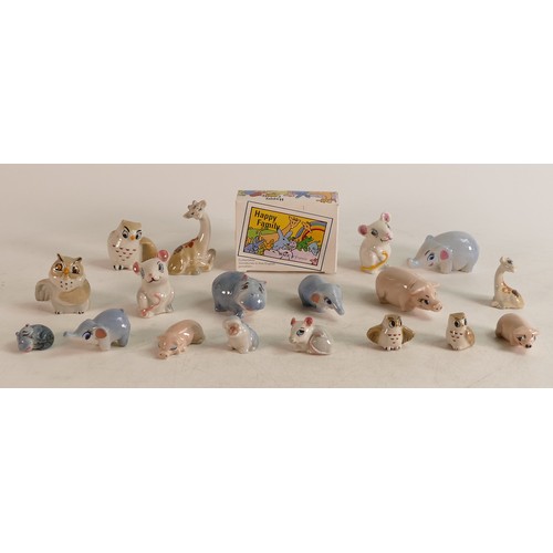 77 - A collection of Wade Happy Family series Whimsies including giraffes, hippos, elephants, owls, mouse... 