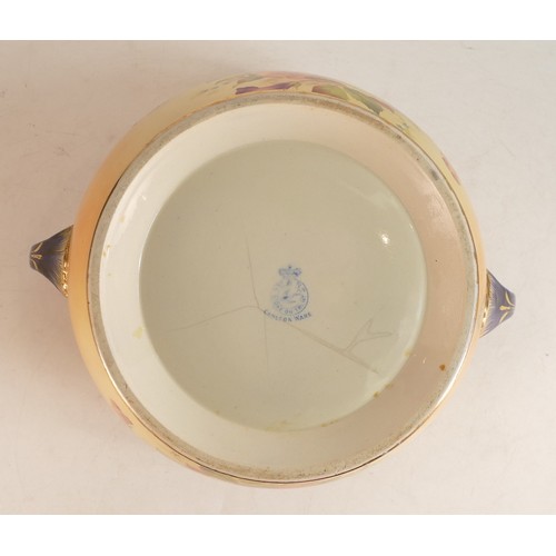 144 - Carlton Ware Wiltshaw & Robinson Ivory Blush ware jardiniere. Decorated in the Hibiscus pattern. Hei... 