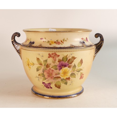 144 - Carlton Ware Wiltshaw & Robinson Ivory Blush ware jardiniere. Decorated in the Hibiscus pattern. Hei... 