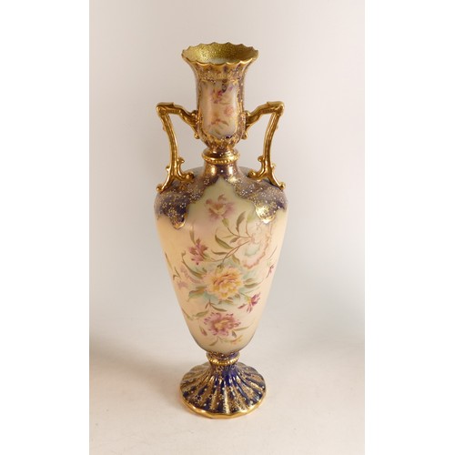 145 - Large Carlton ware Wiltshaw & Robinson Ivory Blush ware twin handled vase in the Carnation pattern. ... 