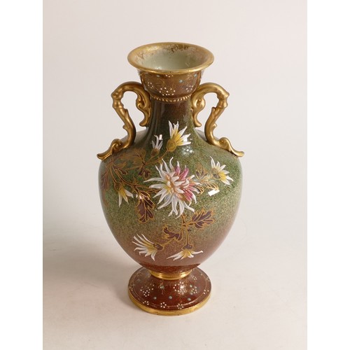 150 - Carltonware Wiltshaw & Robinson Ivory Blush ware twin handled vase. Decorated in the Desgranges patt... 