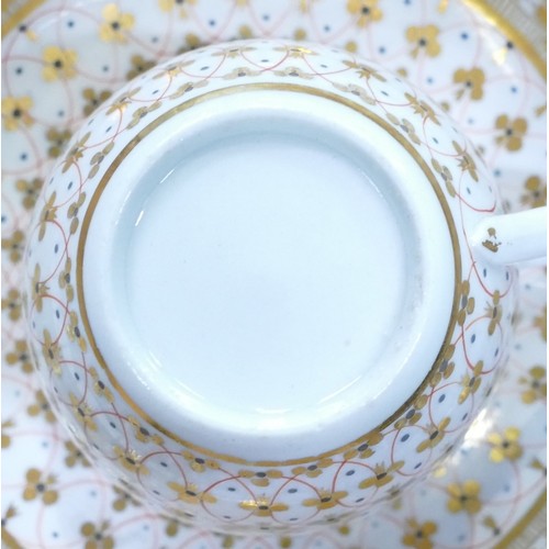 193 - Early 19th century probably Coalport white and gold part tea set comprising tea pot, sugar & cream, ... 