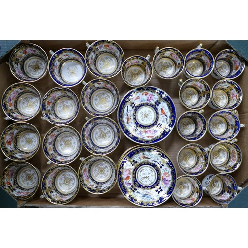 198 - Early 19th century Coalport tea & coffee set service - 12 x tea cups, 12 x coffee cups & 12 saucers ... 