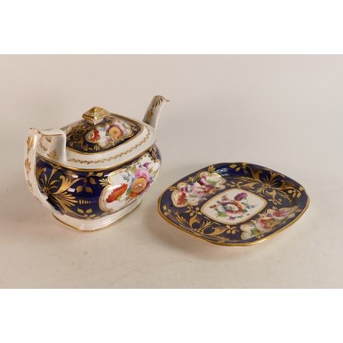 200 - Large early Coalport tea pot and stand.