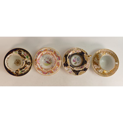 211 - Four x Coalport or similar factory, earlier cups and saucers