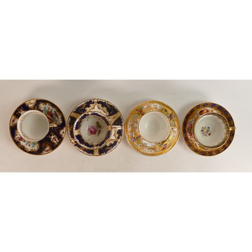 212 - Four x Coalport or similar factory, earlier cups and saucers