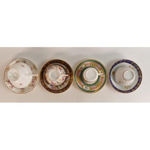 213 - Four x Coalport or similar factory, earlier cups and saucers