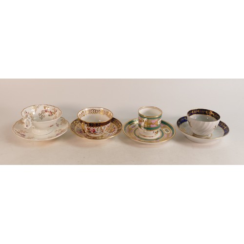 213 - Four x Coalport or similar factory, earlier cups and saucers