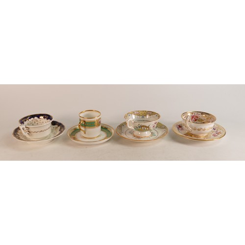 214 - Four x Coalport or similar factory, earlier cups and saucers