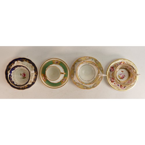 214 - Four x Coalport or similar factory, earlier cups and saucers