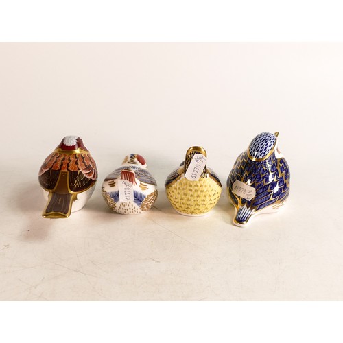 247 - Royal Crown Derby paperweights to include - House Sparrow, Robin, Tit & similar (one with silver sto... 