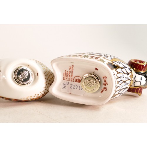 262 - Royal Crown Derby paperweights Derby Ram, (Visitor's Centre exclusive) and Derby Wren, gold stopper,... 