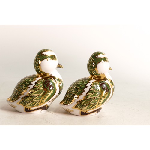 263 - Two Royal Crown Derby paperweights Derby Duckling, gold stopper, boxed. (2)