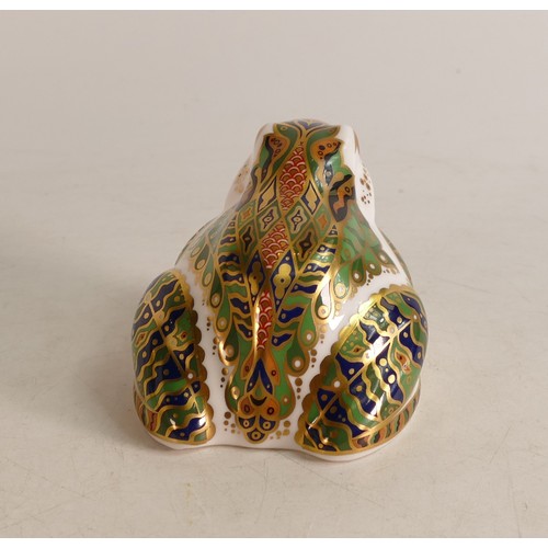 315 - Royal Crown Derby paperweight Green Toad, limited edition for Mulberry Hall.