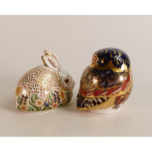 317 - Royal Crown Derby paperweights Rowsley Rabbit and Sinclair's Owl. (2)