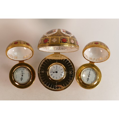 340 - A set of three Royal Crown Derby paperweights, comprising Millennium Globe Clock, Millennium Globe T... 