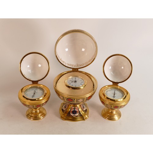 340 - A set of three Royal Crown Derby paperweights, comprising Millennium Globe Clock, Millennium Globe T... 